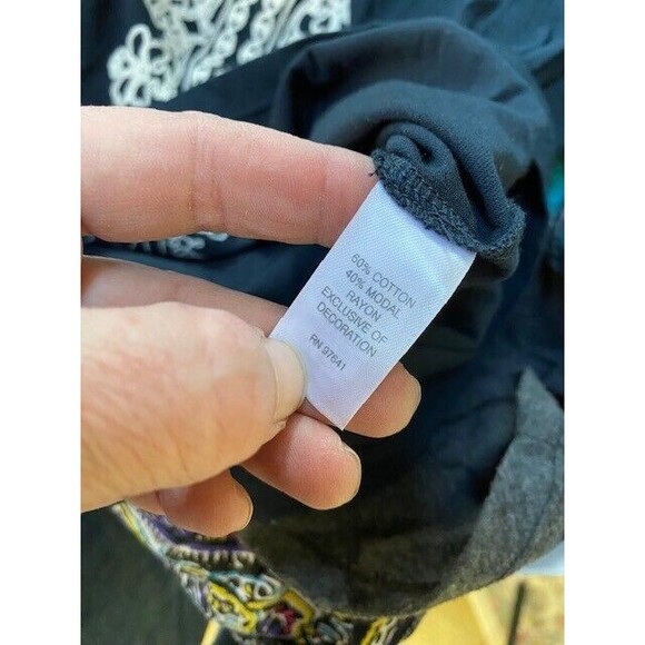 J. Jill Womens Sz XS Navy Blue Embroidered Split Neck Tunic Blouse Bohemian - Picture 9 of 10